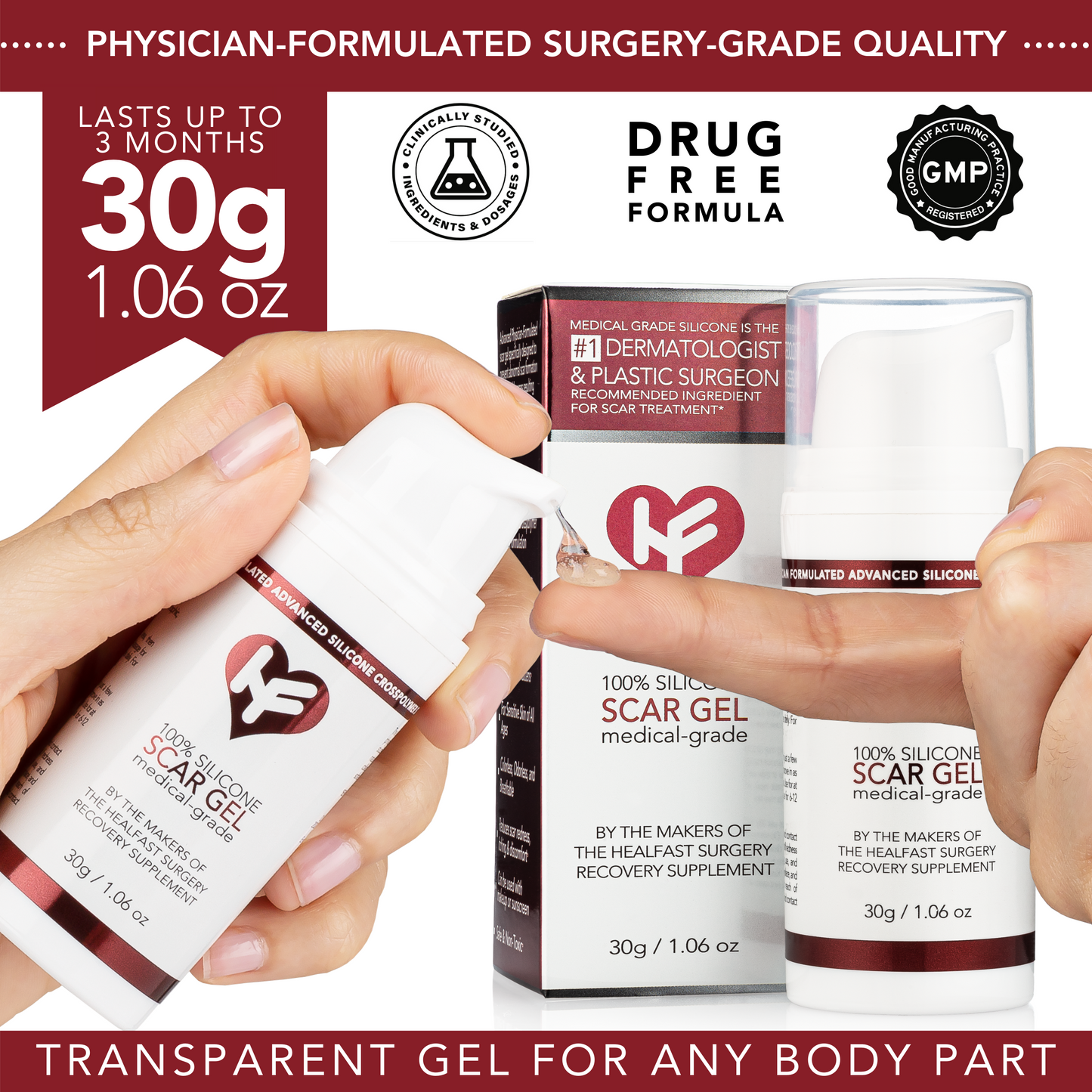 Physician Formulated Medical-grade Silicone Scar Gel "Semi-Solid Sheeting"